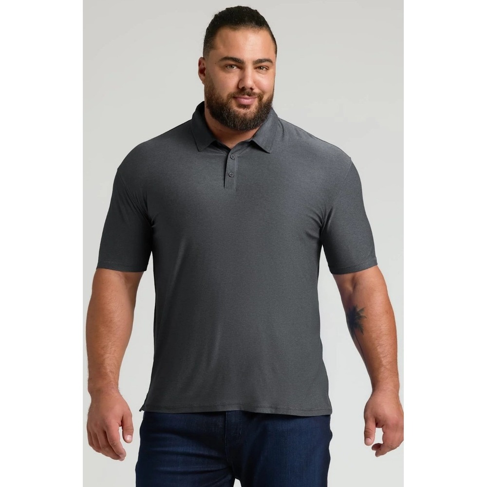 True Classic Mens Polo Shirt XL Charcoal Heather Grey Short Sleeve TCT4008CHGYXL